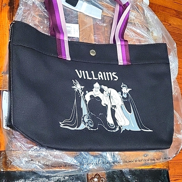 Coach Disney Villains Tote bag black w multi color purple straps coach NWT New - Picture 1 of 12